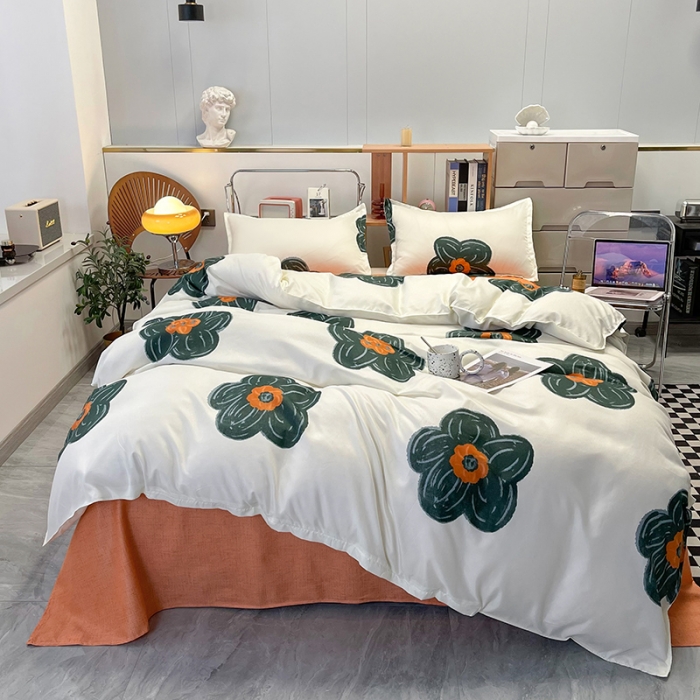 91家纺网 家纺一手货源 找家纺 宏源家纺 2023新款芦荟棉亲肤四件套 香榭丽