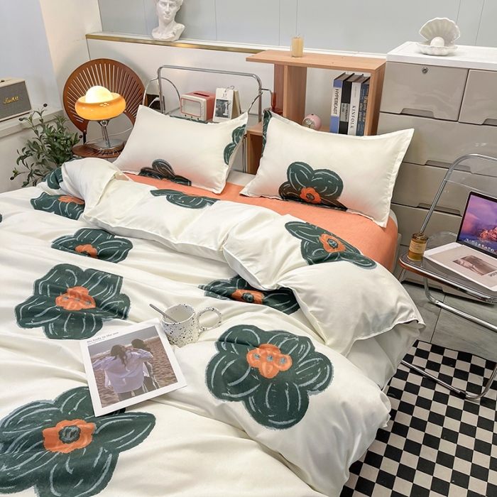 91家纺网 家纺一手货源 找家纺 宏源家纺 2023新款芦荟棉亲肤四件套 香榭丽