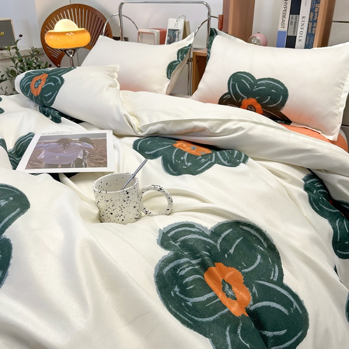 91家纺网 家纺一手货源 找家纺 宏源家纺 2023新款芦荟棉亲肤四件套 香榭丽