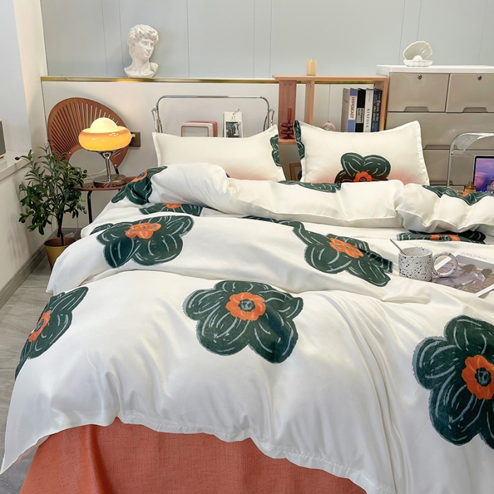 91家纺网 家纺一手货源 找家纺 宏源家纺 2023新款芦荟棉亲肤四件套 香榭丽