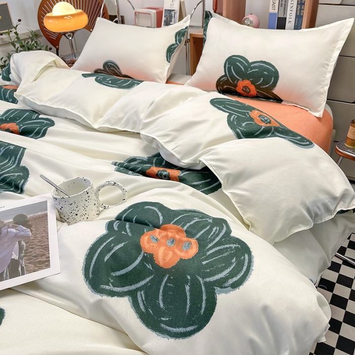 91家纺网 家纺一手货源 找家纺 宏源家纺 2023新款芦荟棉亲肤四件套 香榭丽