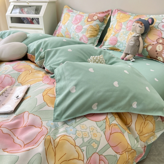 91家纺网 家纺一手货源 找家纺 宏源家纺 2023新款芦荟棉亲肤四件套 小伙伴