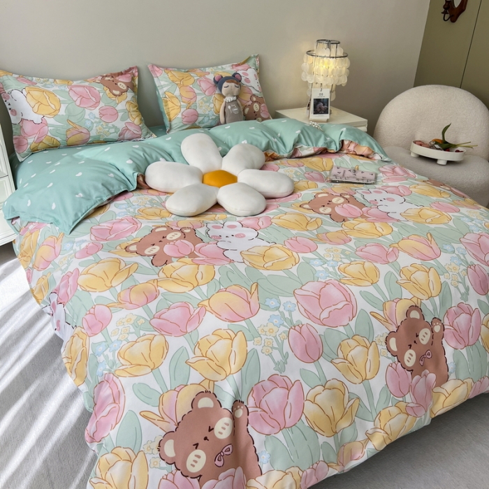 91家纺网 家纺一手货源 找家纺 宏源家纺 2023新款芦荟棉亲肤四件套 小伙伴