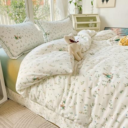 乐童 2024新款直播爆款A类全棉双层纱工艺款四件套 薇拉