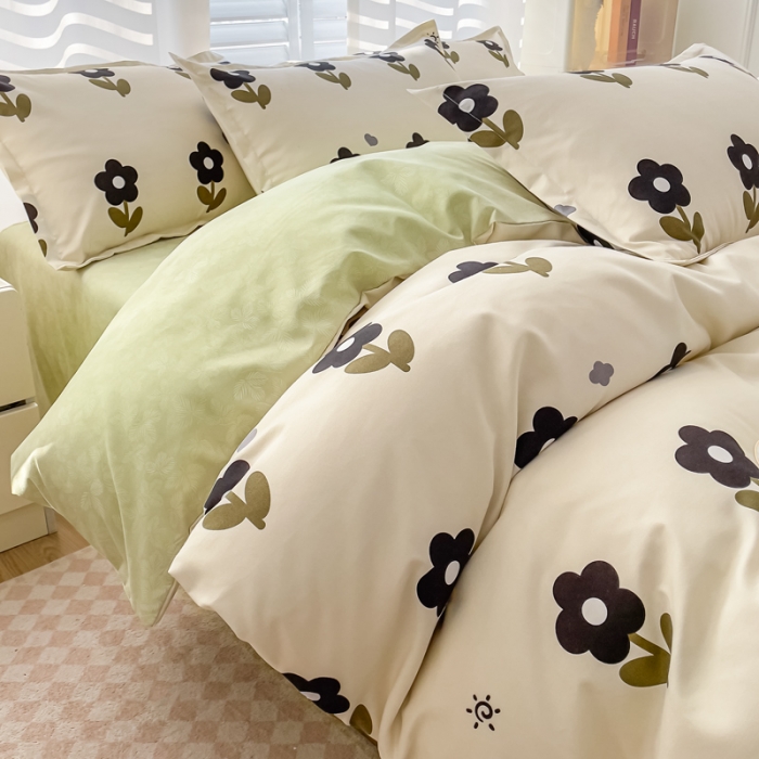 91家纺网 家纺一手货源 找家纺 棠颂 2023新款高克重加厚植物羊绒斜纹磨毛四件套 半夏