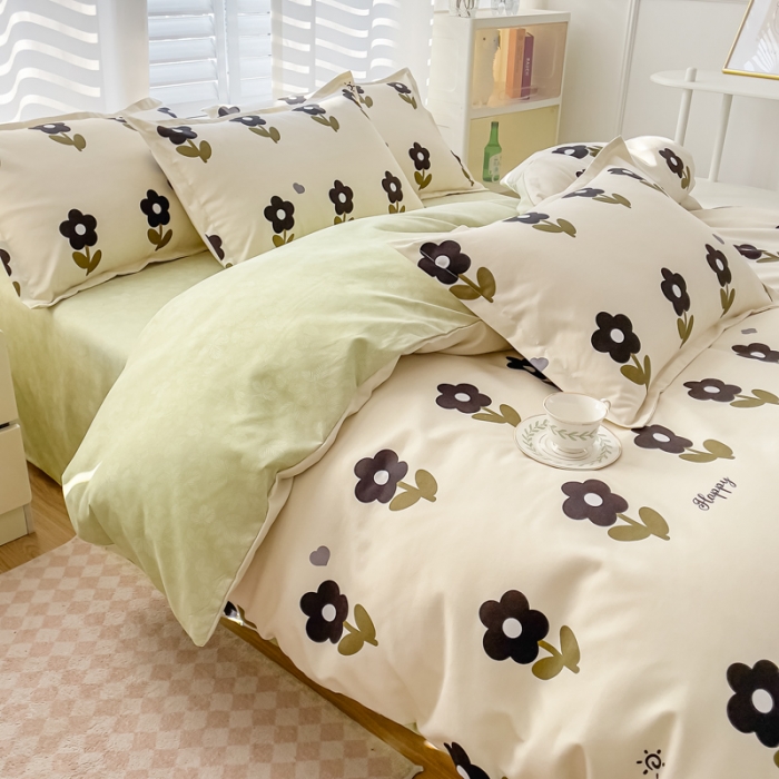 91家纺网 家纺一手货源 找家纺 棠颂 2023新款高克重加厚植物羊绒斜纹磨毛四件套 半夏