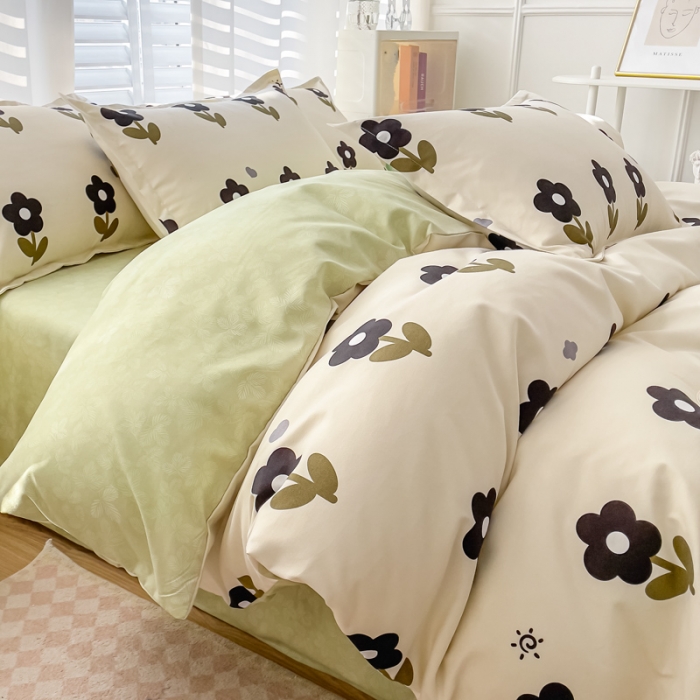 91家纺网 家纺一手货源 找家纺 棠颂 2023新款高克重加厚植物羊绒斜纹磨毛四件套 半夏