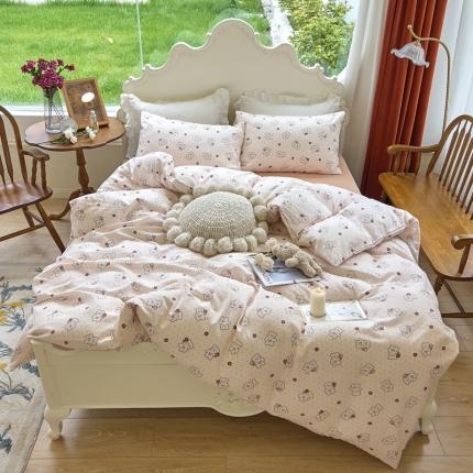 91家纺网 家纺一手货源 找家纺 （总）玖玖爱 2023新款双层纱有氧纱印花四件套