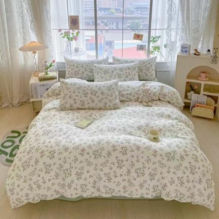 91家纺网 家纺一手货源 找家纺 （总）玖玖爱 2023新款双层纱有氧纱印花四件套