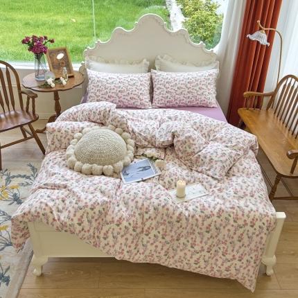 91家纺网 家纺一手货源 找家纺 （总）玖玖爱 2023新款双层纱有氧纱印花四件套