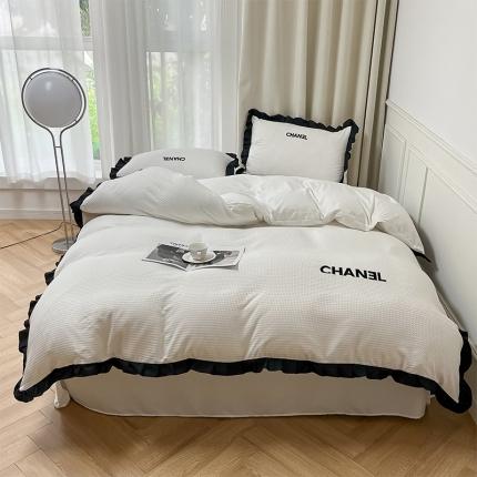 91家纺网 家纺一手货源 找家纺 （总）千希家纺 2023新款110克平纹磨毛四件套-香奈系列