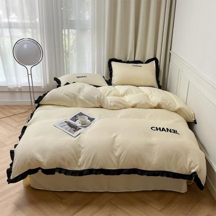 91家纺网 家纺一手货源 找家纺 （总）千希家纺 2023新款110克平纹磨毛四件套-香奈系列