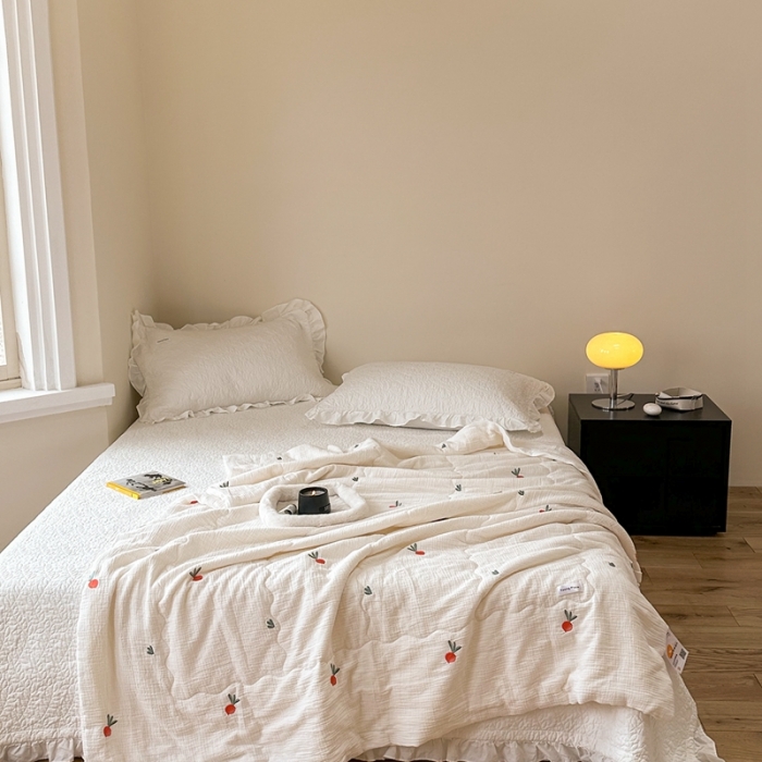 91家纺网 家纺一手货源 找家纺 洋铭区 2023新款全棉皱皱双层纱夏被 甜萝卜