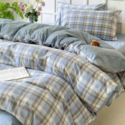 91家纺网 家纺一手货源 找家纺 （总）水墨江南2023新款复古格子系列四件套-第二套图