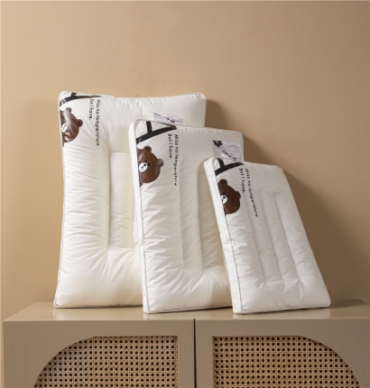 91家纺网 家纺一手货源 找家纺 新款软糯低枕 全棉熊儿童学生酒店低枕头枕芯