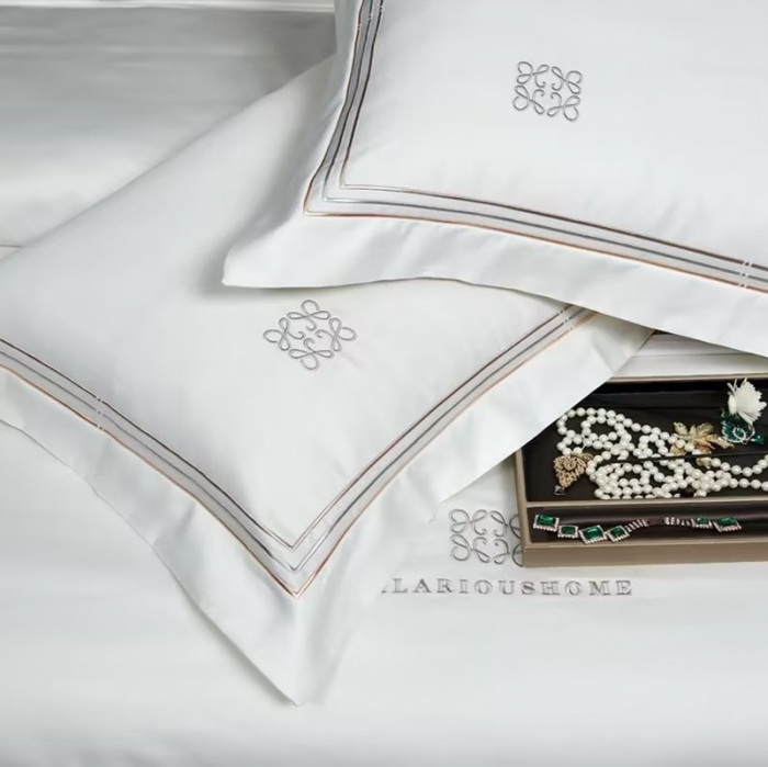 91家纺网 家纺一手货源 找家纺 50s双股长绒棉刺绣花贡缎纯棉全棉四件套直播 奥丁-奶油白（刺绣）