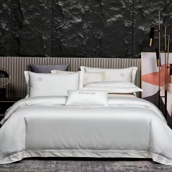 91家纺网 家纺一手货源 找家纺 50s双股长绒棉刺绣花贡缎纯棉全棉四件套直播 奥丁-奶油白（刺绣）