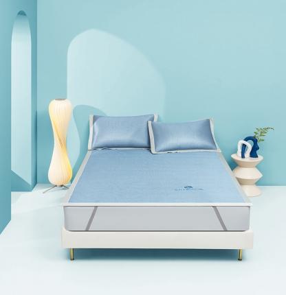 91家纺网 家纺一手货源 找家纺 （总）春晓2024新款加厚1800D凉感冰丝山茶花抗菌凉席