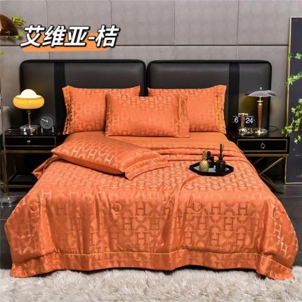 91家纺网 家纺一手货源 找家纺 （总）赛丽雅 2023新款轻奢60s一字绣提花贡缎提花夏被四件套