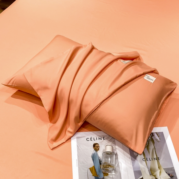 91家纺网 家纺一手货源 找家纺 红日子2023新款水洗真丝纯色四件套 爱马仕橙