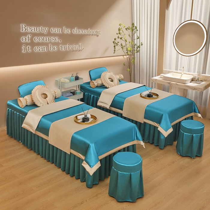 91家纺网 家纺一手货源 找家纺 不打烊2025新款冰丝美容床罩系列套件—冰丝A款控价198