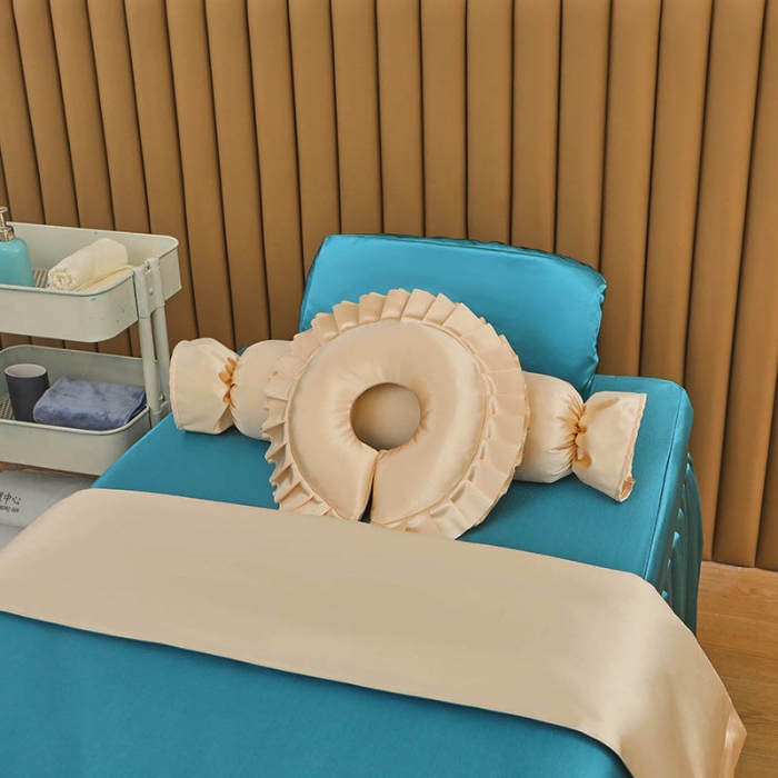 91家纺网 家纺一手货源 找家纺 不打烊2025新款冰丝美容床罩系列套件—冰丝A款控价198 湖蓝