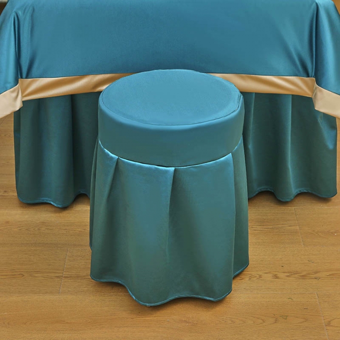 91家纺网 家纺一手货源 找家纺 不打烊2025新款冰丝美容床罩系列套件—冰丝A款控价198 湖蓝