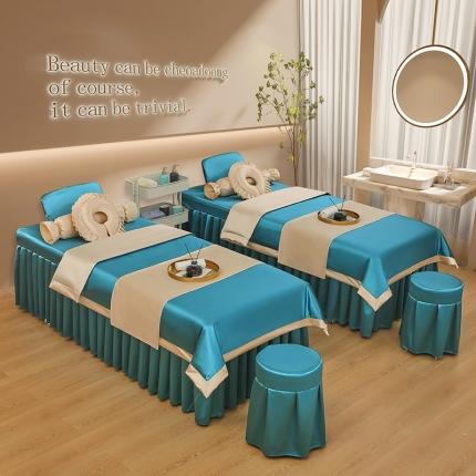 不打烊2025新款冰丝美容床罩系列套件—冰丝A款控价198 湖蓝