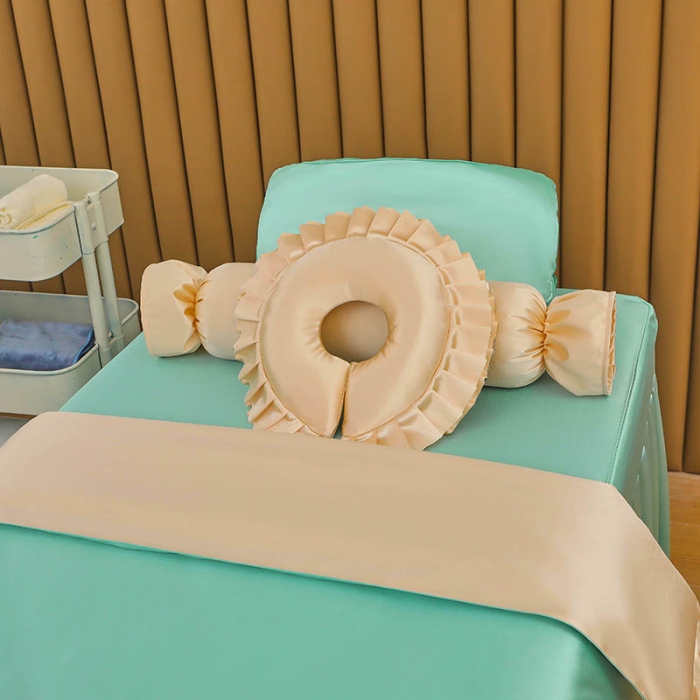 91家纺网 家纺一手货源 找家纺 不打烊2025新款冰丝美容床罩系列套件—冰丝A款控价198 浅绿色