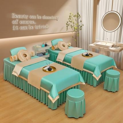 不打烊2025新款冰丝美容床罩系列套件—冰丝A款控价198 浅绿色