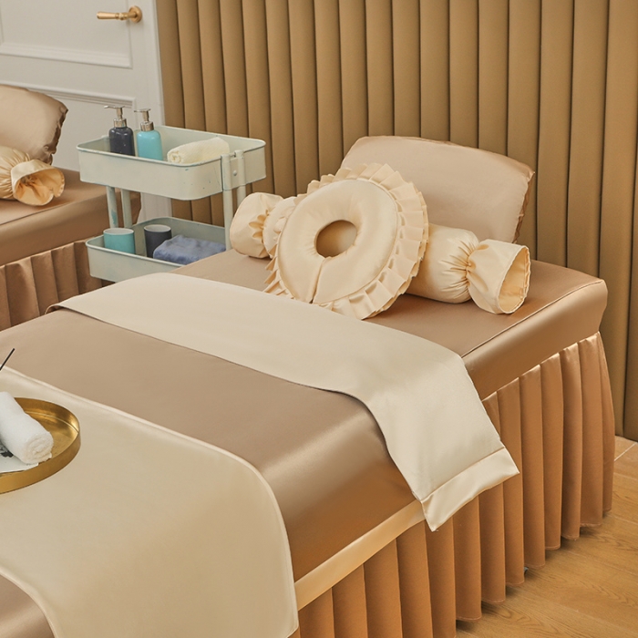 91家纺网 家纺一手货源 找家纺 不打烊2025新款冰丝美容床罩系列套件—冰丝A款控价198 驼色