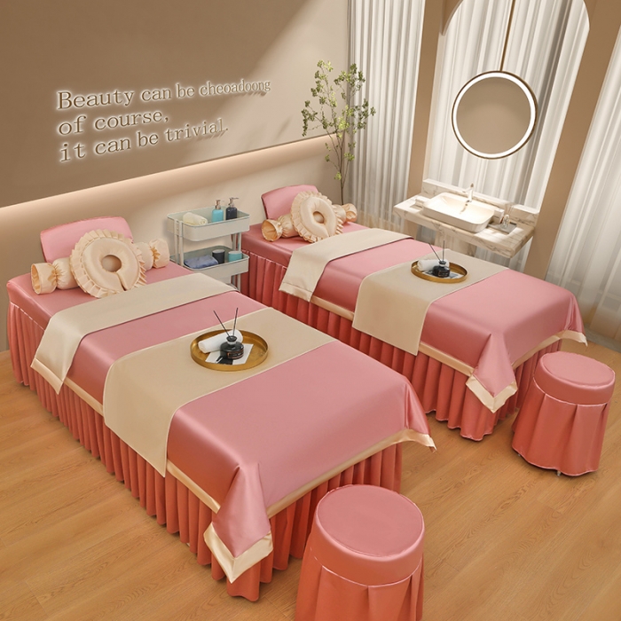 91家纺网 家纺一手货源 找家纺 不打烊2025新款冰丝美容床罩系列套件—冰丝A款控价198 玉色