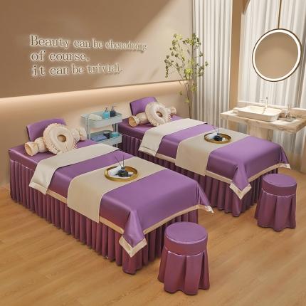 不打烊2025新款冰丝美容床罩系列套件—冰丝A款控价198 紫色