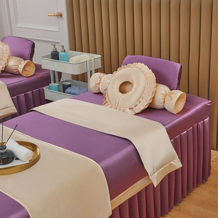 91家纺网 家纺一手货源 找家纺 不打烊2025新款冰丝美容床罩系列套件—冰丝A款控价198 紫色
