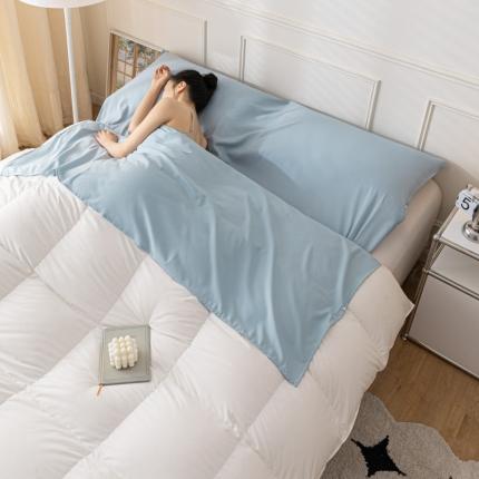 91家纺网 家纺一手货源 找家纺 慕澄2023新款水洗棉纯色酒店隔脏旅行睡袋 睡袋-淡蓝