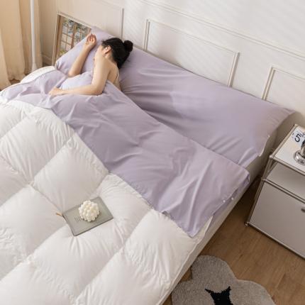 91家纺网 家纺一手货源 找家纺 慕澄2023新款水洗棉纯色酒店隔脏旅行睡袋 睡袋-葡萄紫
