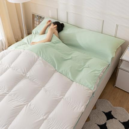 91家纺网 家纺一手货源 找家纺 慕澄2023新款水洗棉纯色酒店隔脏旅行睡袋 睡袋-清新绿