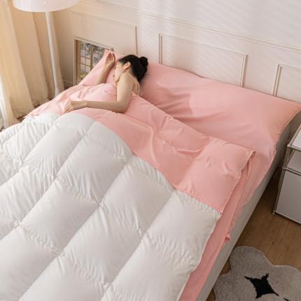 91家纺网 家纺一手货源 找家纺 慕澄2023新款水洗棉纯色酒店隔脏旅行睡袋 睡袋-樱花粉