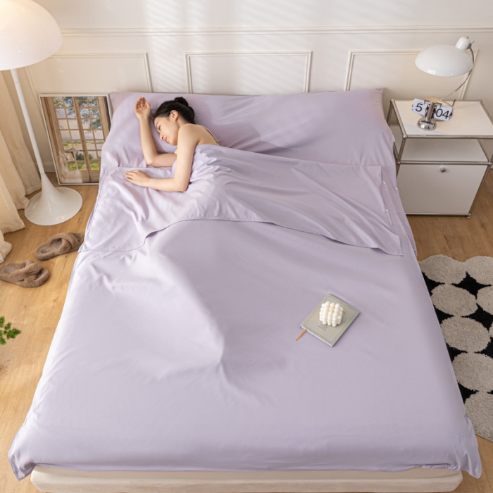 91家纺网 家纺一手货源 找家纺 慕澄2023新款水洗棉纯色酒店隔脏旅行睡袋 睡袋-葡萄紫