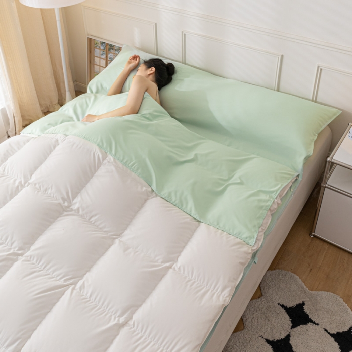 91家纺网 家纺一手货源 找家纺 慕澄2023新款水洗棉纯色酒店隔脏旅行睡袋 睡袋-清新绿