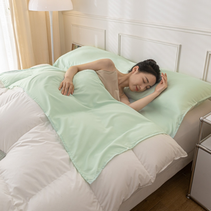 91家纺网 家纺一手货源 找家纺 慕澄2023新款水洗棉纯色酒店隔脏旅行睡袋 睡袋-清新绿