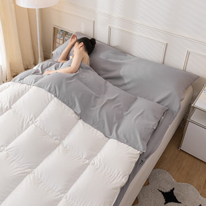 91家纺网 家纺一手货源 找家纺 慕澄2023新款水洗棉纯色酒店隔脏旅行睡袋 睡袋-绅士灰