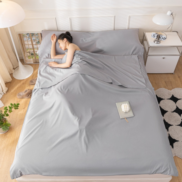 91家纺网 家纺一手货源 找家纺 慕澄2023新款水洗棉纯色酒店隔脏旅行睡袋 睡袋-绅士灰