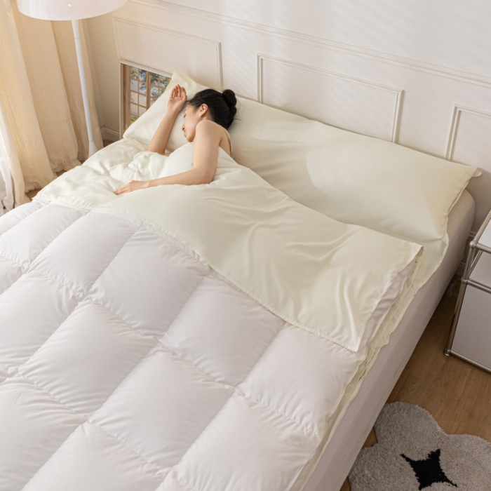 91家纺网 家纺一手货源 找家纺 慕澄2023新款水洗棉纯色酒店隔脏旅行睡袋 睡袋-象牙白