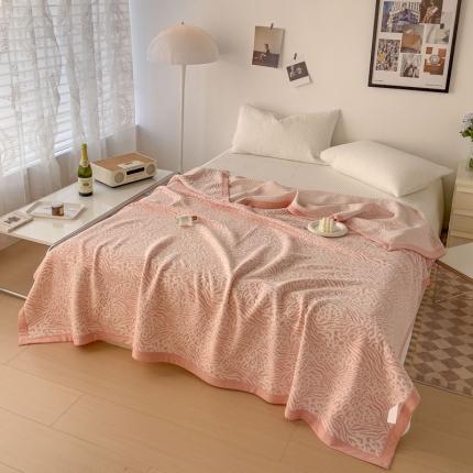 爱丽丝 2023新款A类全棉针织提花夏被多功能盖毯 粉色豹纹