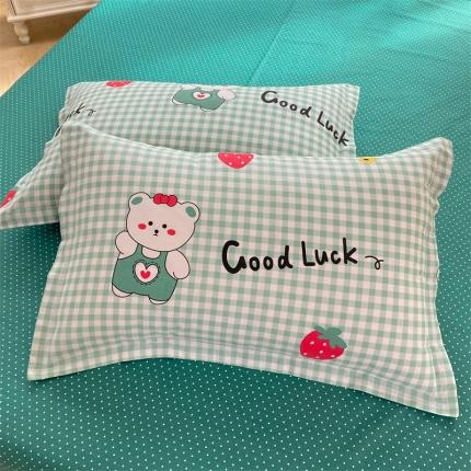 多品家纺 2023新款12868全棉双针单枕套 草莓熊