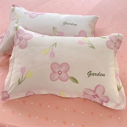 多品家纺 2023新款12868全棉双针单枕套 春熙粉