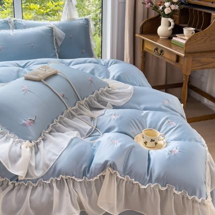 91家纺网 家纺一手货源 找家纺 （总）狂想家 2025新款水洗真丝刺绣花边四件套-花熙