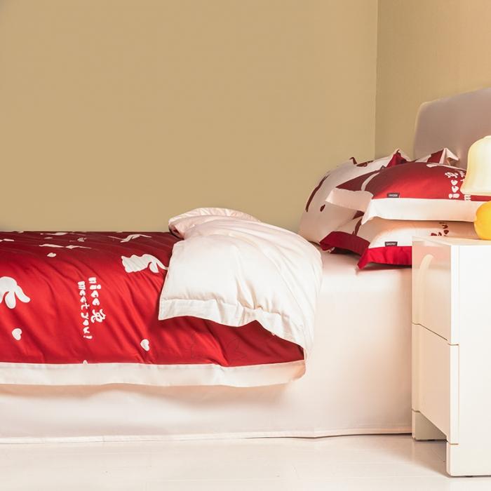 91家纺网 家纺一手货源 找家纺 【婚嫁新品】100支长绒棉四件套全棉纯棉北欧风印花床上用品轻奢风床笠款