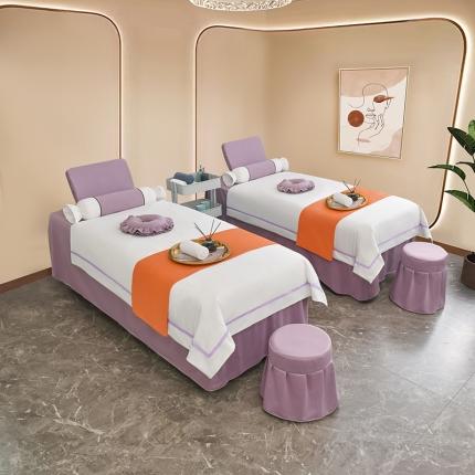 维琪尔 2023新款荷兰尼美容床罩四件套 白配香芋紫